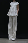 Mutedance 24 autumn and winter loose silk cashmere flower dyed trousers MD-MD24FW50-hoary